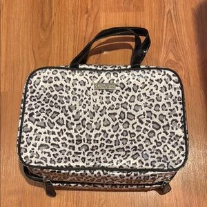 Saks Fifth Avenue Black and White Animal Print Cosmetic Case